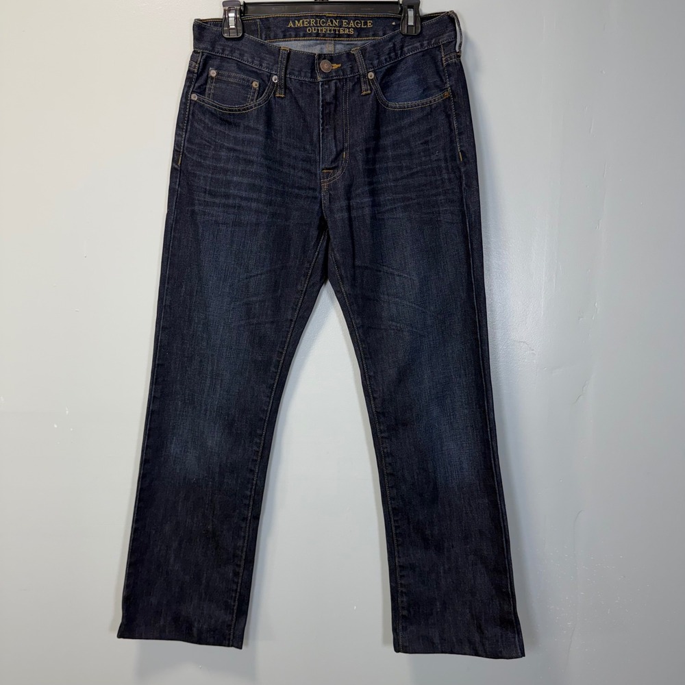 American Eagle Outfitters Mens Original Straight Jeans Dark Wash 30x34
Hemmed